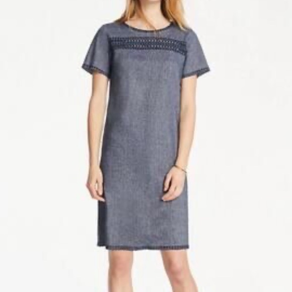 Ann Taylor Dresses & Skirts - Ann Taylor Linen blend embroidered detailing shift dress